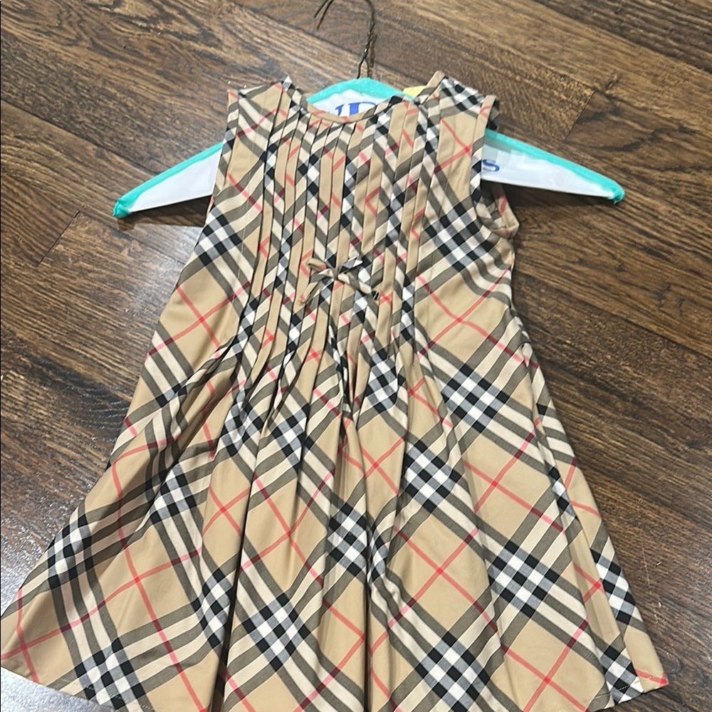 Burberry Tan and Black A-line Casual Dress Crew Neck